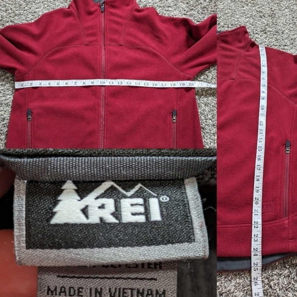 REI red fleece zip up long sleeve jacket S - Picture 8 of 11